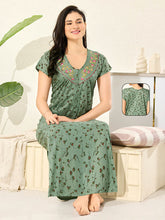 Women's Pure Cotton Blended Printed Maxi Dress for Daily & Night Wear Floral Nighty